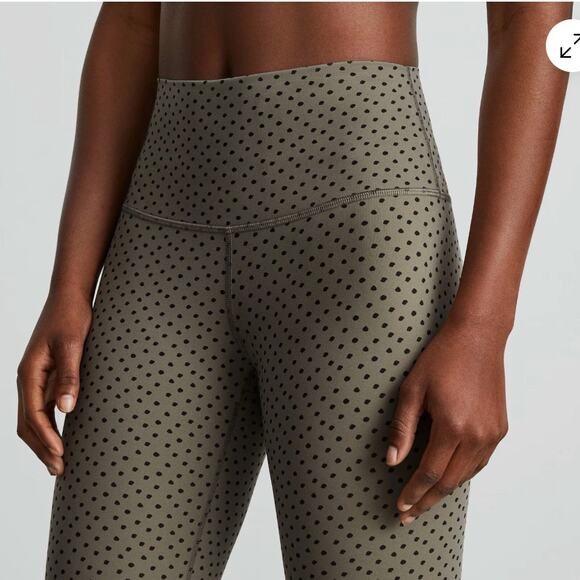 Everlane Polka Dot Perform Ankle Leggings Taupe Grey - Picture 2 of 5